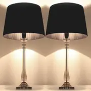 Two Modern Bedside Lamps with Black Shades