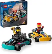 LEGO City Go-Karts and Race Drivers, Vehicles Building Set with 2 Car Toys for 5+ Year Old Boys & Girls, with 2 Minifigures for Imaginative Play, Kids' Toys, Small Birthday Treat 60400