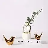 在飛比找遠傳friDay購物優惠-lussuoso｜北歐風金色陶藝小鳥與小花瓶