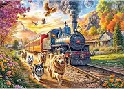 Chalzidar Jigsaw Puzzles for Adults 1000 Pieces, Interlock Perfectly Letter on Back No Dust, Home Decor Birthday Gift Toy for Men Women Elders Seniors, 1:1 Poster - Happy Train