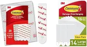 Command Large Refill Strips for Indoor Hooks, White, 20-Strips - Easy to Open Packaging and Large Picture Hanging Strips, White, Holds up to 7.2 kg, 14-Pairs, Easy to Open Packaging