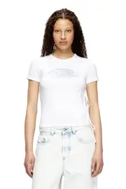 [Diesel] Diesel - Tie-side T-shirt with logo graphic - T-Shirts - Woman - White L White