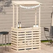 Outdoor Bar Table 113.5x50x103 cm Natural Pine, Solid Pine Wood with Storage Shelf, Rustic High Table for Patio and Garden, Outdoor Accent Table, Durable and for Small Outdoor Spaces