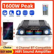 1600W 4-Channel Bluetooth Audio Amplifier Home Car HIFI Stereo Sound FM Radio