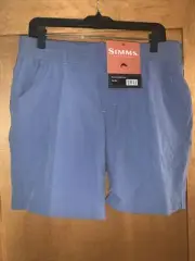 NWT SIMMS Drifter fishing shorts sky blue Womens size Large