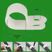 100x 25.4mm 1" Nylon R Type Cable Clamp Clips Screw Mount Pipe Wire Cord Tidy