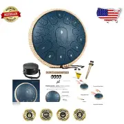 Handcrafted 15 Note Steel Tongue Drum - Relaxing D Major Sound with Mallets