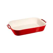 Staub Ceramic 27x20cm Gratin Dish Rectangular Oven Bakeware - Cherry