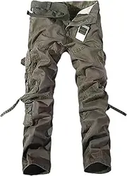 [HanzhuoLG] Overalls Men's Military Tactical Camouflage Cargo Pants Training Camo Offroad Army Male Clothing Baggy Work Trousers For Men Earthy green M