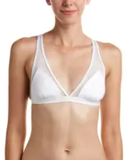 Dolce Vita Racer Back Mesh Bikini Top White Women's L size NWT $78