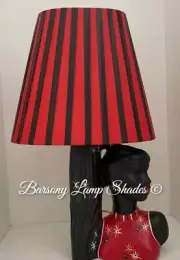 PLASTIC RIBBON RED & BLACK LARGE "OVAL" LAMPSHADE for BARSONY LADY LAMP