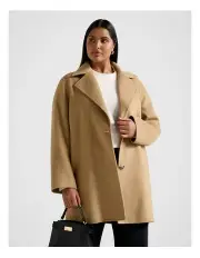 [Forever New Curve] Madi Felled Mid Length Coat in Camel
