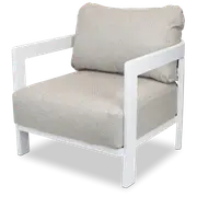 Escape Armchair in Arctic White with Latte Check Spun Polyester Cushions