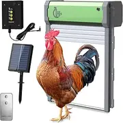 Upgraded Automatic Chicken Coop Door, Solar Henhouse Door Opener with Timer/Light Sensor/Remote Control/Manual Mode Aluminum Alloy 4 Modes Automatic Chicken with Anti-Pinch Design (Green)