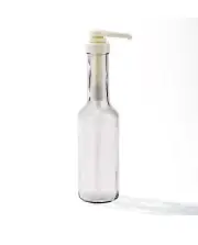 Bullseye’s Playground Glass Syrup Bottle - Clear w/White Pump - 16oz - NEW