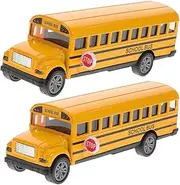 Hohopeti Portable Kids School Bus Toys Metal Pull Back Bus Simulation for Toddlers Age 1-3 Creative Plaything Random Style