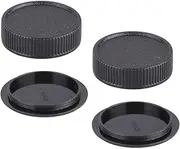 FANZR M42 Camera Body Cap & Rear Lens Cover (2+2 Pack), Black, Plastic Construction, Compatible with M42 Mount, Protects Lens and Sensor from Dust, Scratches, and Water