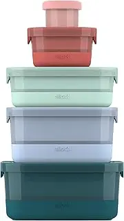 [Ello] Mixed Meal Prep 10Pc, 5 Pack Set - BPA Free Plastic Food Storage Containers With Silicone Boot and Airtight Lids, Dishwasher, Microwave, and Freezer Safe, Melon