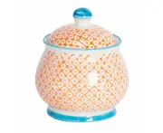 Nicola Spring Hand Printed Sugar Bowl - Ceramic Porcelain Tea Coffee Kitchen Container - 10.5cm - Navy