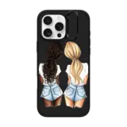 iPhone 16 Pro Max Impact Ring Stand Case MagSafe Compatible Denim Besties Dark and Blonde BFF Case