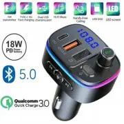 Car FM Bluetooth Transmitter Receiver Radio MP3 Wireless Adapter USB PD Charger (for: Subaru)