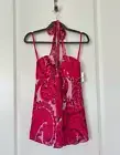 Milly of New York Silk Flowy Halter Top Pink Paisley Water Color Print NEW