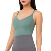 Nevenka Longline Sports Bras Padded Comfortable Fitness Crop Tank Tops-Tidal Blue