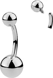 [365 Sleepers] Titanium Implant Grade Belly Button Ring Internally Threaded Navel Piercing Barbell 8mm 10mm 12mm 14mm 14G Piercings Jewellery