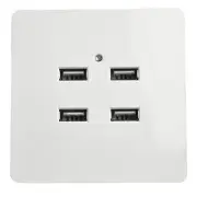 Four Port USB Charger with Wall Mounted Socket and Over Charge Protection