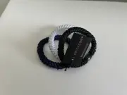 L. ERICKSON GRAB & GO Ponytail Holder, Set of 3, Black/White/Navy, NWT