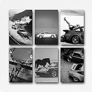 911 Car Poster Vintage Art Black And White Poster A Set of 6 Canvas Posters Room Aesthetic Festival Family Bedroom Decor Wall Art Home08x12inch(20x30cm) Style