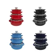 3 Pieces Enamel Mini Pot Set Uncoated Reusable Kitchen Cookware Home Kitchen