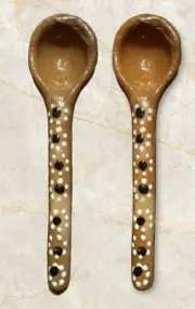 2x Terra Cotta Pottery Spoons 2x Cucharas de Barro Mexicano