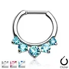 Five Pronged CZ Surgical Steel Septum Ring Clicker Nose Piercing