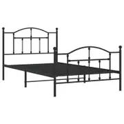 vidaXL Bed Frame with Headboard and Footboard Base King Single Size Black Metal