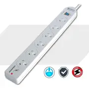 Sansai PAD-016SP 6 Outlet Master Switch Surge Protected with 10m Lead White
