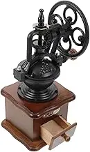 PHENOFICE Hand Coffee Grinder Manual Bean Mill Wooden Base Efficient Small Bean Hand Crank for Coffee Spices Grinding