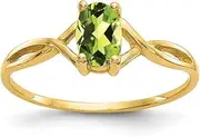 [JewelryWeb] 10k Yellow Gold Oval Prong set Polished Peridot Ring Size 6 Band Style-Ring for Women