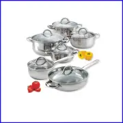 Elegant 12-Piece Stainless Steel Cookware Set - Induction and Dishwasher Safe