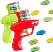 2 Pieces Foam Disc Launcher Zip Shot Shooter Disc Shooter (Red, Green)