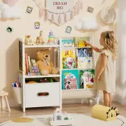 Kids Bookshelf and Toy Storage Organizer - 3 Tier Book Shelf for Kids Rooms, ...