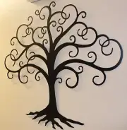 Swirled Tree of Life - Metal Wall Art - Black 30"