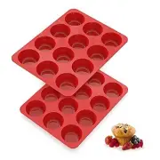 Silicones Nonstick 2.5 inch Silicone Cupcake Pan - Set of 2 - 12 Cup Muffin Pan