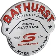 Fan Emblems Supercars Logo Car Decal Domed/Red/Charcoal/Brushed Chrome Finish, Bathurst Heroes & Legends Automotive Emblem Sticker Easily Applies to Cars, Trucks, Motorcycles, Laptops, Cellphones, etc.