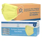 500pcs Litepak Premium Disposable Face Mask 3-Ply SOFT Comfort Earloops Yellow