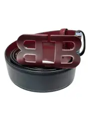 Bally 6302244 Men's Mirror Buckle Adjustable Reversible Black Belt EU 110/US 44