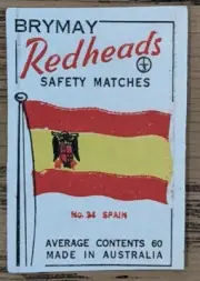 1957 Brymay Redheads Unused Label Flags Around the World #34 Spain NM.
