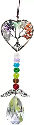 Healing Crystal Decor Tree of Life Car Hanging Accessories Suncatcher with Wings