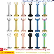 Set of 18pcs Surgical Steel Piercing Studs Labrets with Zirconia Gem Stones