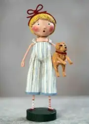 ESC & Co Puppy Love Girl & Puppy folk art figurine, Lori Mitchell,14484 NIB